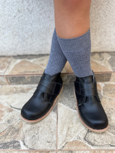 Botín escolar unisex cuero negro